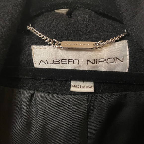 ALBERT NIPON LORO PIANA Italy Black Wool and Cashmere Coat Size 4 Hooded - Picture 4 of 10